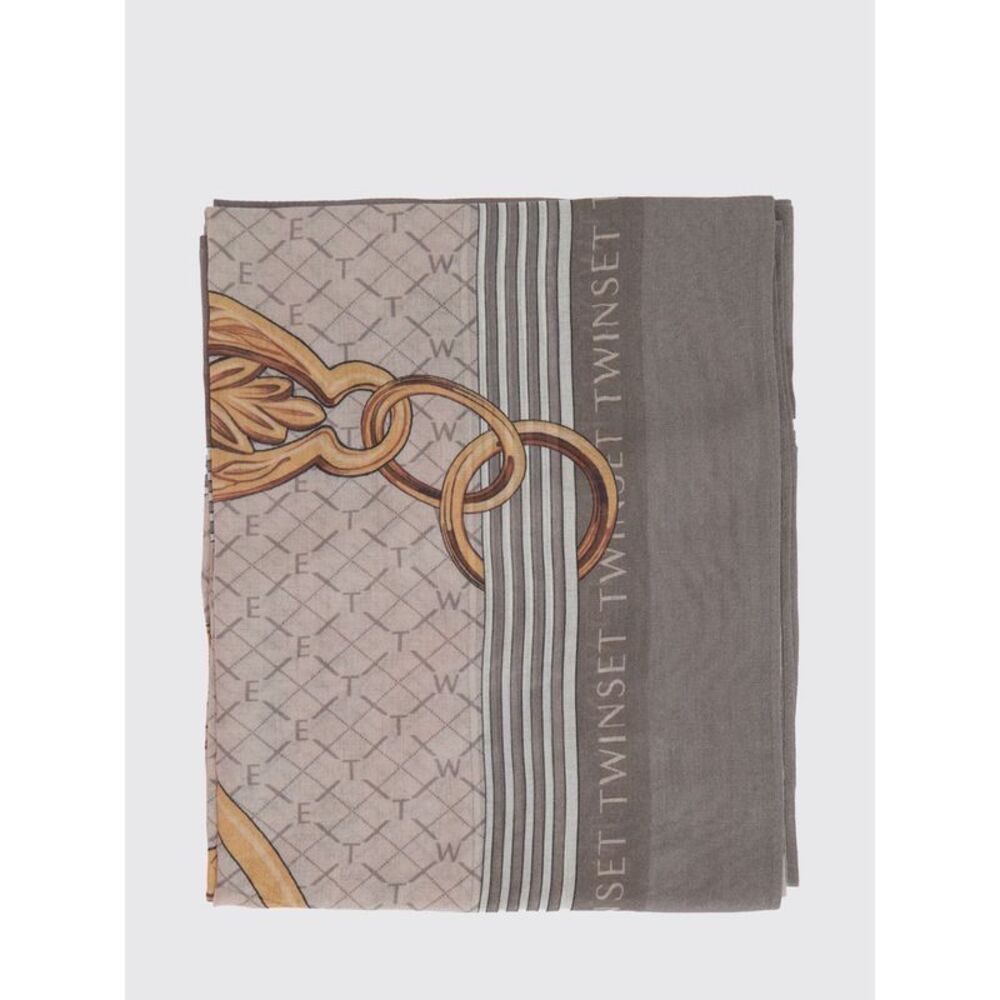 Twinset Women Twinset Square Viscose And Wool-Blend Scarf With Logo Print